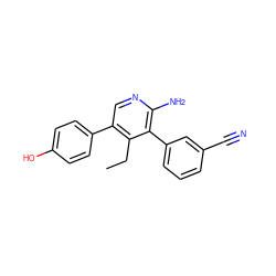 CCc1c(-c2ccc(O)cc2)cnc(N)c1-c1cccc(C#N)c1 ZINC001772630710
