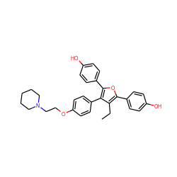 CCc1c(-c2ccc(O)cc2)oc(-c2ccc(O)cc2)c1-c1ccc(OCCN2CCCCC2)cc1 ZINC000026568780