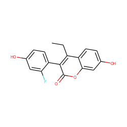 CCc1c(-c2ccc(O)cc2F)c(=O)oc2cc(O)ccc12 ZINC001772635153