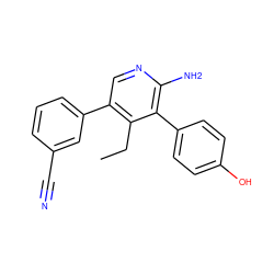 CCc1c(-c2cccc(C#N)c2)cnc(N)c1-c1ccc(O)cc1 ZINC001772578539