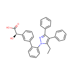 CCc1c(-c2ccccc2)c(-c2ccccc2)nn1-c1ccccc1-c1cccc([C@@H](O)C(=O)O)c1 ZINC000028948720