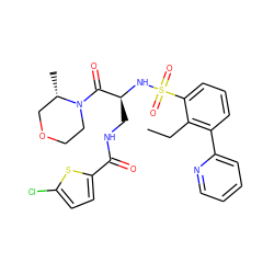 CCc1c(-c2ccccn2)cccc1S(=O)(=O)N[C@@H](CNC(=O)c1ccc(Cl)s1)C(=O)N1CCOC[C@@H]1C ZINC000103240238