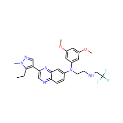 CCc1c(-c2cnc3ccc(N(CCNCC(F)(F)F)c4cc(OC)cc(OC)c4)cc3n2)cnn1C ZINC000219373556