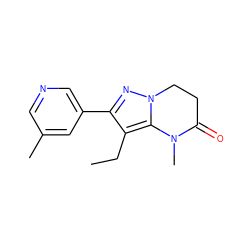 CCc1c(-c2cncc(C)c2)nn2c1N(C)C(=O)CC2 ZINC000205084630