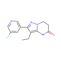 CCc1c(-c2cncc(F)c2)nn2c1NC(=O)CC2 ZINC001772599119