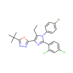 CCc1c(-c2nnc(C(C)(C)C)o2)nc(-c2ccc(Cl)cc2Cl)n1-c1ccc(Br)cc1 ZINC000040934818