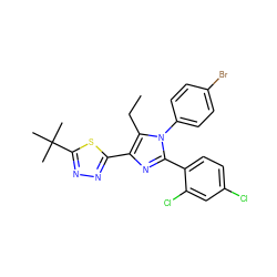 CCc1c(-c2nnc(C(C)(C)C)s2)nc(-c2ccc(Cl)cc2Cl)n1-c1ccc(Br)cc1 ZINC000042878180