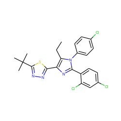 CCc1c(-c2nnc(C(C)(C)C)s2)nc(-c2ccc(Cl)cc2Cl)n1-c1ccc(Cl)cc1 ZINC000040934472