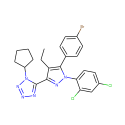 CCc1c(-c2nnnn2C2CCCC2)nn(-c2ccc(Cl)cc2Cl)c1-c1ccc(Br)cc1 ZINC000029125011