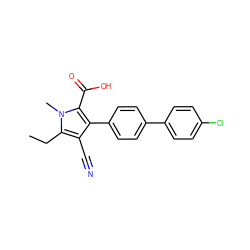 CCc1c(C#N)c(-c2ccc(-c3ccc(Cl)cc3)cc2)c(C(=O)O)n1C ZINC000038147773