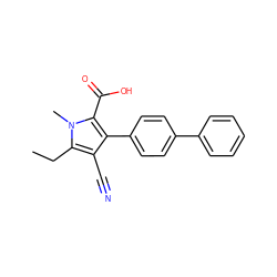 CCc1c(C#N)c(-c2ccc(-c3ccccc3)cc2)c(C(=O)O)n1C ZINC000038147784