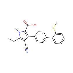 CCc1c(C#N)c(-c2ccc(-c3ccccc3SC)cc2)c(C(=O)O)n1C ZINC000036424261