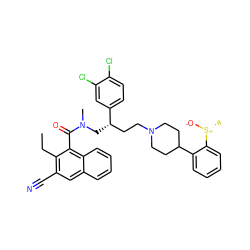 CCc1c(C#N)cc2ccccc2c1C(=O)N(C)C[C@@H](CCN1CCC(c2ccccc2[S@@+](C)[O-])CC1)c1ccc(Cl)c(Cl)c1 ZINC000166303050