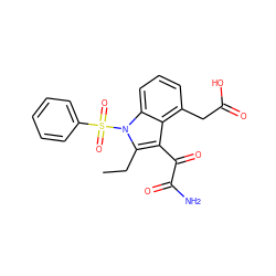 CCc1c(C(=O)C(N)=O)c2c(CC(=O)O)cccc2n1S(=O)(=O)c1ccccc1 ZINC000027560185