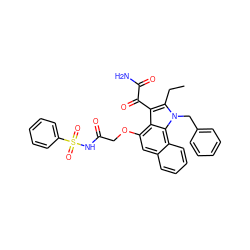 CCc1c(C(=O)C(N)=O)c2c(OCC(=O)NS(=O)(=O)c3ccccc3)cc3ccccc3c2n1Cc1ccccc1 ZINC000044281591