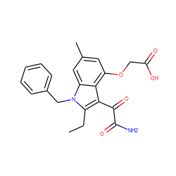 CCc1c(C(=O)C(N)=O)c2c(OCC(=O)O)cc(C)cc2n1Cc1ccccc1 ZINC000013445781