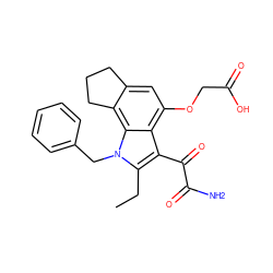 CCc1c(C(=O)C(N)=O)c2c(OCC(=O)O)cc3c(c2n1Cc1ccccc1)CCC3 ZINC000006717802