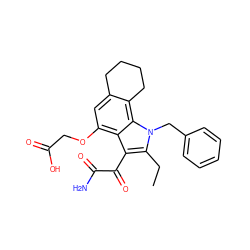 CCc1c(C(=O)C(N)=O)c2c(OCC(=O)O)cc3c(c2n1Cc1ccccc1)CCCC3 ZINC000013608908