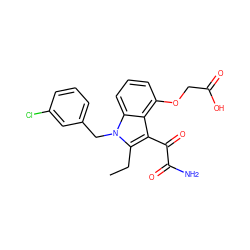 CCc1c(C(=O)C(N)=O)c2c(OCC(=O)O)cccc2n1Cc1cccc(Cl)c1 ZINC000001543782