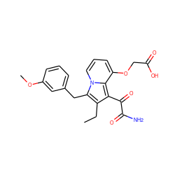 CCc1c(C(=O)C(N)=O)c2c(OCC(=O)O)cccn2c1Cc1cccc(OC)c1 ZINC000013758477