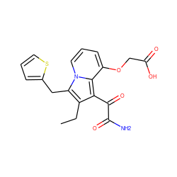 CCc1c(C(=O)C(N)=O)c2c(OCC(=O)O)cccn2c1Cc1cccs1 ZINC000013758474