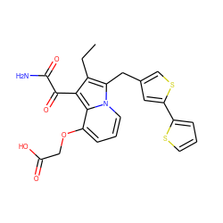 CCc1c(C(=O)C(N)=O)c2c(OCC(=O)O)cccn2c1Cc1csc(-c2cccs2)c1 ZINC000027195684