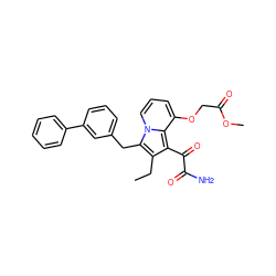 CCc1c(C(=O)C(N)=O)c2c(OCC(=O)OC)cccn2c1Cc1cccc(-c2ccccc2)c1 ZINC000027188406