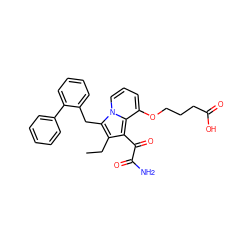 CCc1c(C(=O)C(N)=O)c2c(OCCCC(=O)O)cccn2c1Cc1ccccc1-c1ccccc1 ZINC000013758546