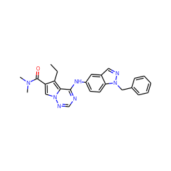 CCc1c(C(=O)N(C)C)cn2ncnc(Nc3ccc4c(cnn4Cc4ccccc4)c3)c12 ZINC000014954073