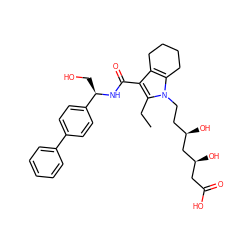 CCc1c(C(=O)N[C@H](CO)c2ccc(-c3ccccc3)cc2)c2c(n1CC[C@@H](O)C[C@@H](O)CC(=O)O)CCCC2 ZINC000049867225