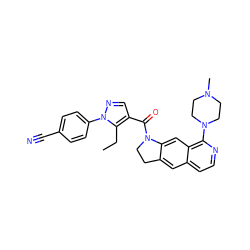 CCc1c(C(=O)N2CCc3cc4ccnc(N5CCN(C)CC5)c4cc32)cnn1-c1ccc(C#N)cc1 ZINC000000591332