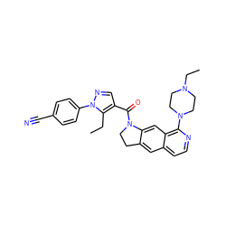 CCc1c(C(=O)N2CCc3cc4ccnc(N5CCN(CC)CC5)c4cc32)cnn1-c1ccc(C#N)cc1 ZINC000028526152