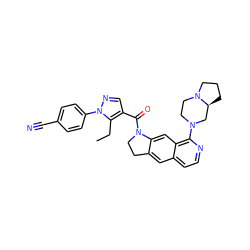 CCc1c(C(=O)N2CCc3cc4ccnc(N5CCN6CCC[C@H]6C5)c4cc32)cnn1-c1ccc(C#N)cc1 ZINC000028527821