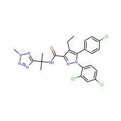 CCc1c(C(=O)NC(C)(C)c2nnn(C)n2)nn(-c2ccc(Cl)cc2Cl)c1-c1ccc(Cl)cc1 ZINC000072112518