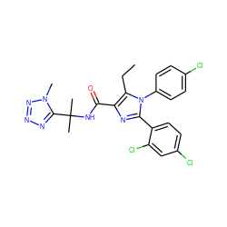 CCc1c(C(=O)NC(C)(C)c2nnnn2C)nc(-c2ccc(Cl)cc2Cl)n1-c1ccc(Cl)cc1 ZINC000072112261