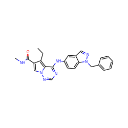 CCc1c(C(=O)NC)cn2ncnc(Nc3ccc4c(cnn4Cc4ccccc4)c3)c12 ZINC000014954069