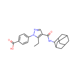 CCc1c(C(=O)NC2C3CC4CC(C3)CC2C4)cnn1-c1ccc(C(=O)O)cc1 ZINC000095573330