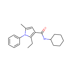 CCc1c(C(=O)NC2CCCCC2)cc(C)n1-c1ccccc1 ZINC001772628195