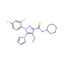 CCc1c(C(=O)NC2CCCCC2)nn(-c2ccc(Cl)cc2Cl)c1-n1cccc1 ZINC000073129542