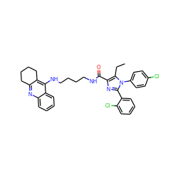 CCc1c(C(=O)NCCCCNc2c3c(nc4ccccc24)CCCC3)nc(-c2ccccc2Cl)n1-c1ccc(Cl)cc1 ZINC000043196435