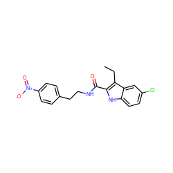 CCc1c(C(=O)NCCc2ccc([N+](=O)[O-])cc2)[nH]c2ccc(Cl)cc12 ZINC000084688478