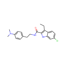 CCc1c(C(=O)NCCc2ccc(N(C)C)cc2)[nH]c2cc(Cl)ccc12 ZINC000169312085