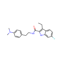 CCc1c(C(=O)NCCc2ccc(N(C)C)cc2)[nH]c2cc(F)ccc12 ZINC000169312086