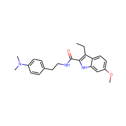 CCc1c(C(=O)NCCc2ccc(N(C)C)cc2)[nH]c2cc(OC)ccc12 ZINC000169312088