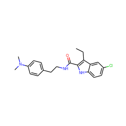 CCc1c(C(=O)NCCc2ccc(N(C)C)cc2)[nH]c2ccc(Cl)cc12 ZINC000084688481