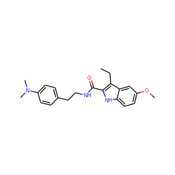 CCc1c(C(=O)NCCc2ccc(N(C)C)cc2)[nH]c2ccc(OC)cc12 ZINC000169312087