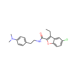 CCc1c(C(=O)NCCc2ccc(N(C)C)cc2)oc2ccc(Cl)cc12 ZINC000096933906