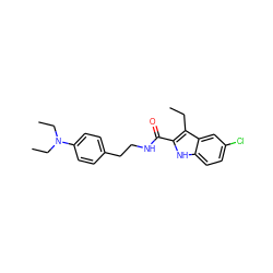 CCc1c(C(=O)NCCc2ccc(N(CC)CC)cc2)[nH]c2ccc(Cl)cc12 ZINC000299869830