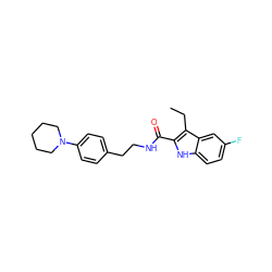 CCc1c(C(=O)NCCc2ccc(N3CCCCC3)cc2)[nH]c2ccc(F)cc12 ZINC000299863093