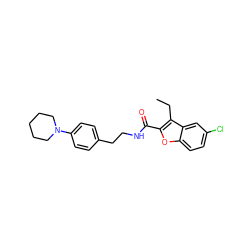 CCc1c(C(=O)NCCc2ccc(N3CCCCC3)cc2)oc2ccc(Cl)cc12 ZINC000096933905